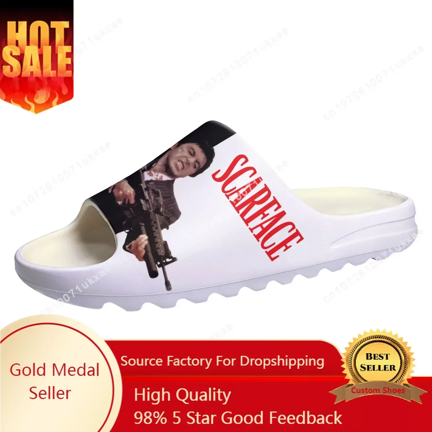 

Scarface Soft Sole Sllipers Home Clogs Al Pacino Step On Water Shoes Mens Womens Teenager Step in Customized Sandals