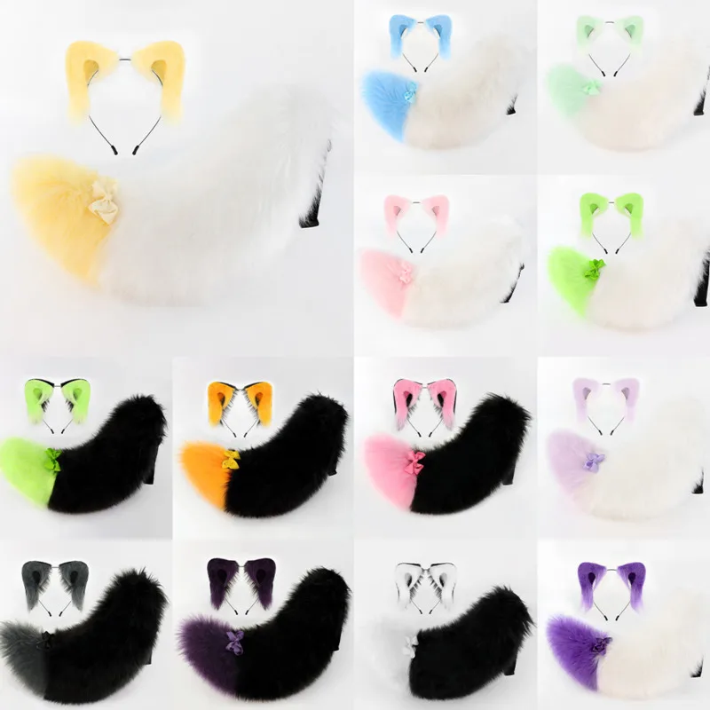 

Y2K Harajuku Beast Ear Hair Band Set Cosplay Fluffy Plush Beast Tail Lolita Kawaii JK Anime Handmade Cute Ear High Quality Suit