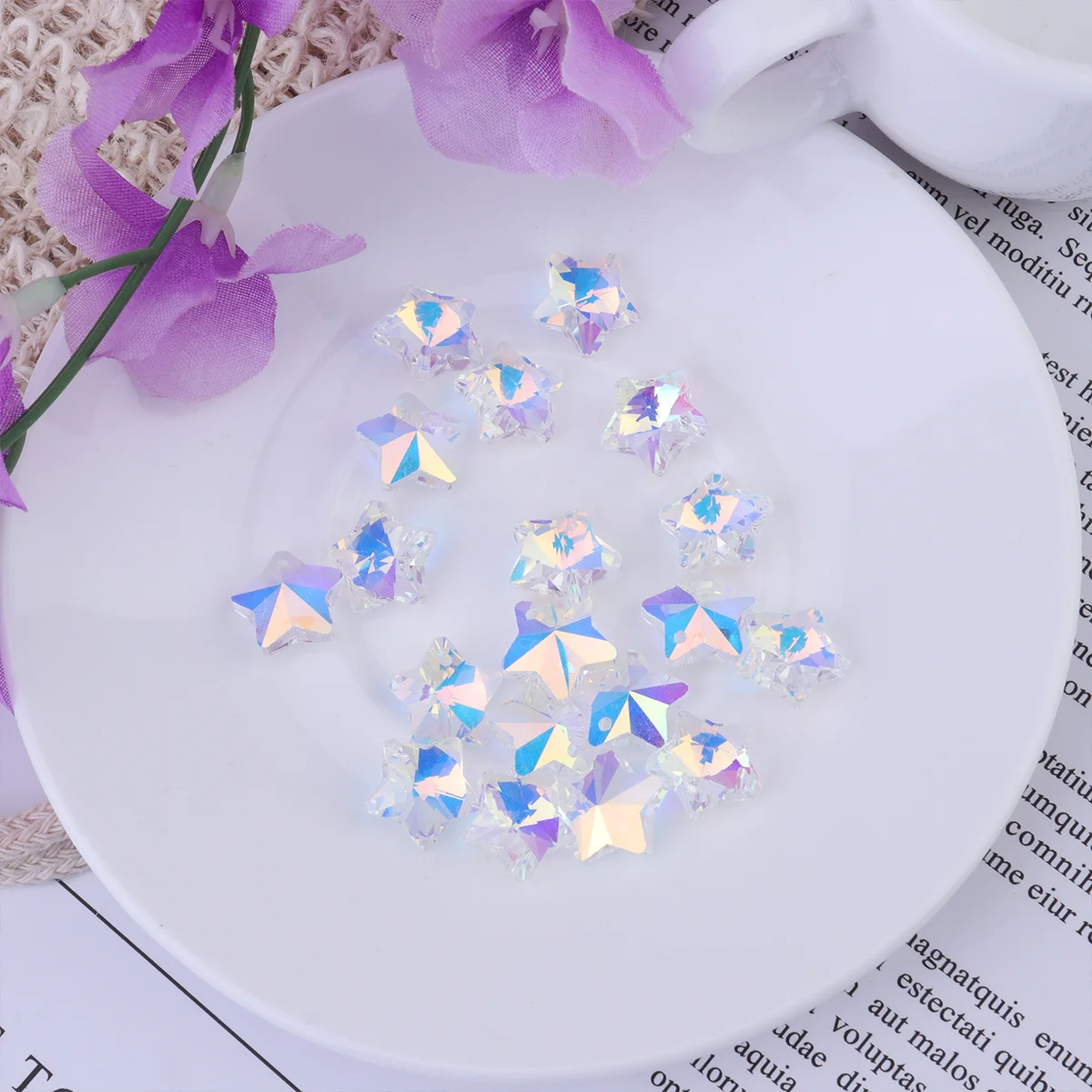 

100 Pcs Scales Charm Pendant Jewelry Making Pendants Five-pointed Star Crystal DIY for Bracelet Charms