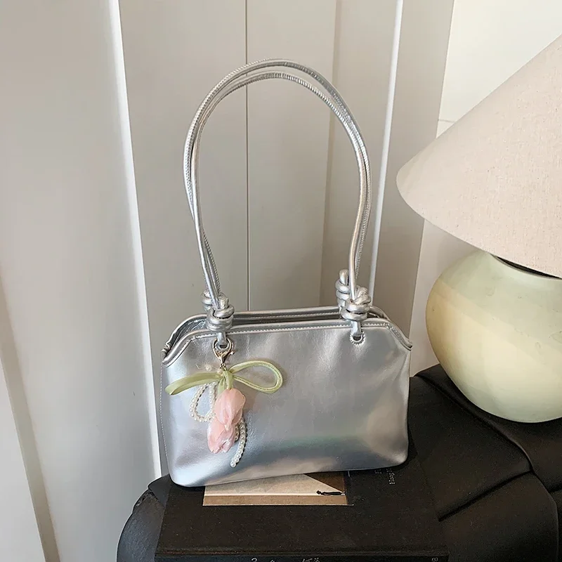 

Concise PU Zipper Solid Color Shoulder Bags Fashion Women's Bags 2025 New Summer Sewing Thread Versatile Women's Handbags