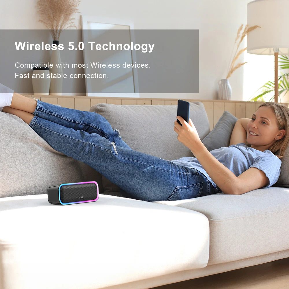 DOSS Bluetooth 5.0 スピーカー強力な 20 ワットステレオサウンドエクストラベースサウンドボックス IPX6 防水 TWS ペアリングワイヤレスポータブルスピーカー