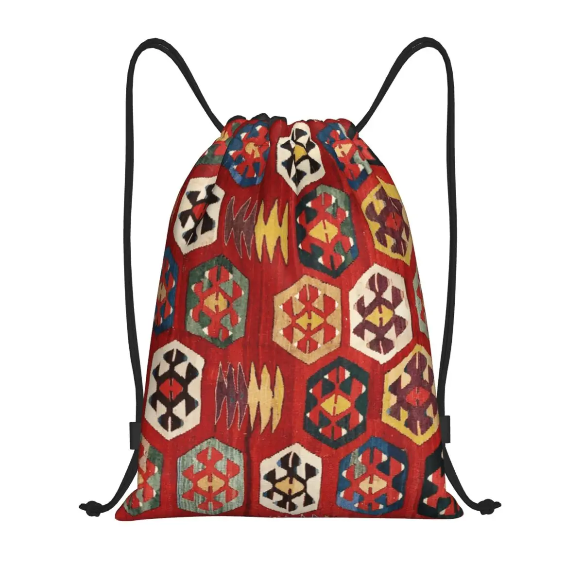 Custom Mut Antique Turkish Mersin Kilim Print Drawstring Backpack Bags Women Men Lightweight Gym Sports Sackpack Sacks for Yoga