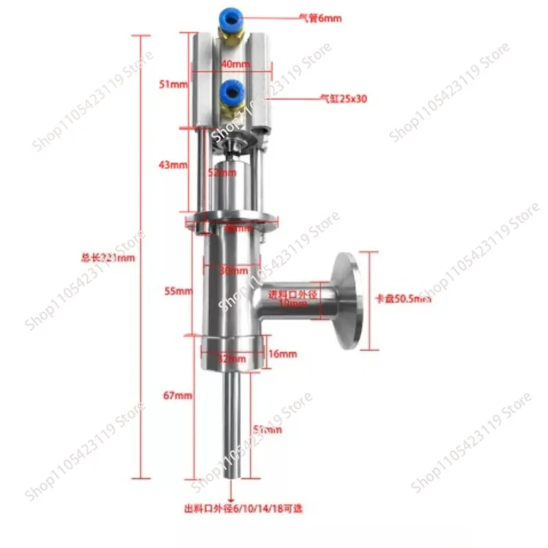 Anti-drip filling head, chuck straight head filling valve 304 stainless steel paste sauce pneumatic filling valve