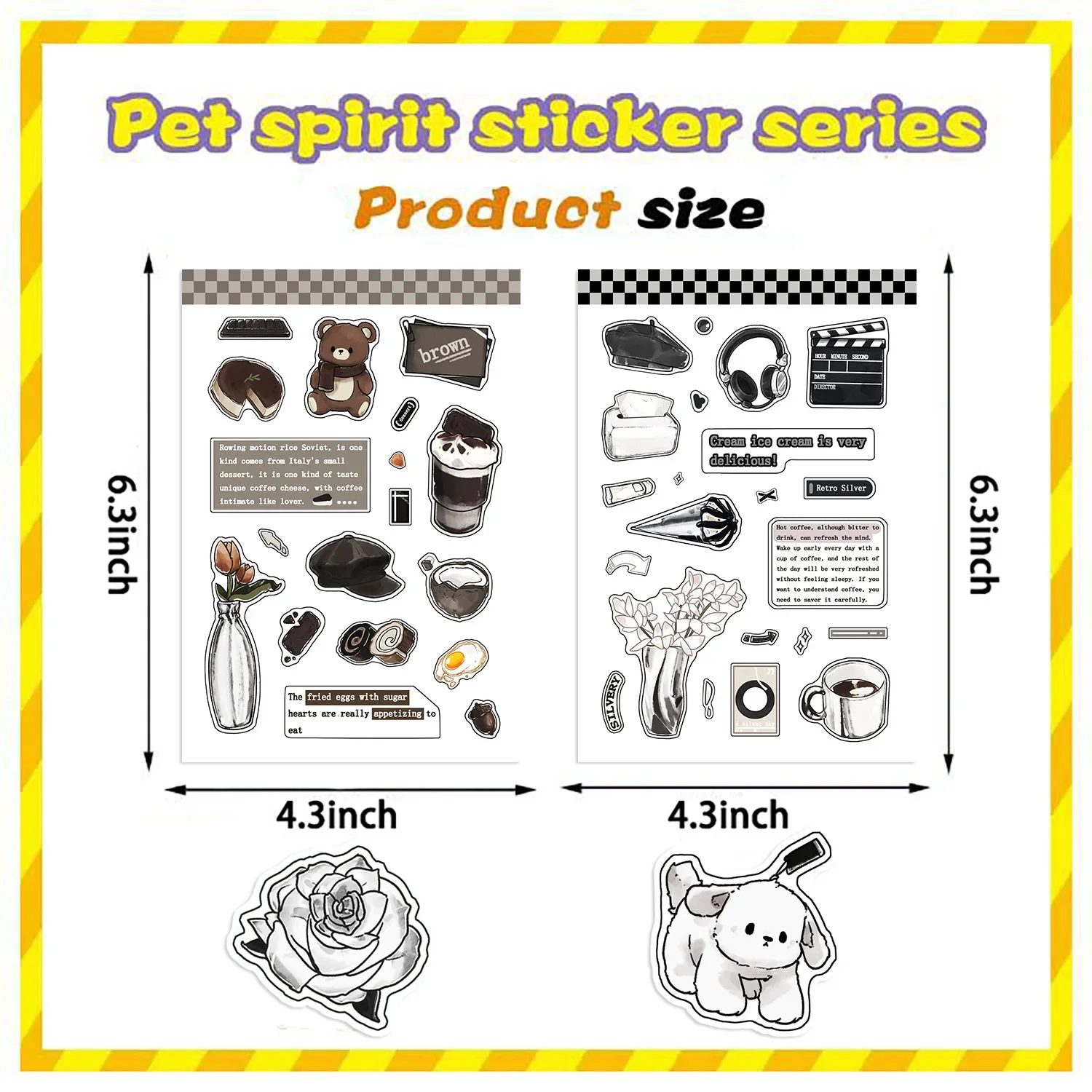 8 Sheets Cartoon Cute Waterproof Paper Sticker Aesthetic DIY Decorative Diary Planner Cup Laptop Phone Scrapbook Kids Stickers