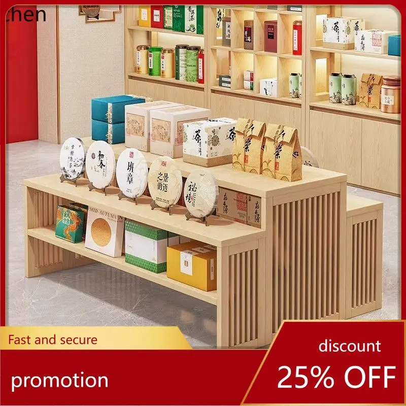 

CZ Solid Wood Ladder-Shaped Island Display Stand Showcase Sample Display Rack Island Cabinet