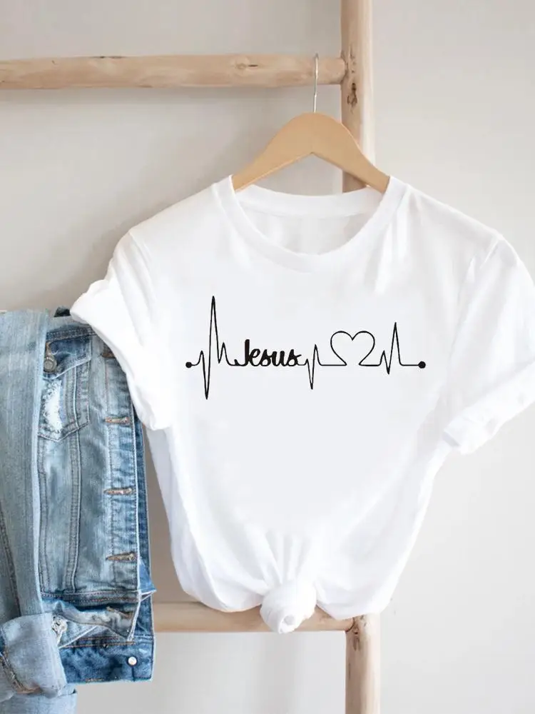 

Summer Print Love New Style Faith 90s Clothes T Shirt Clothing Short Sleeve Tee Women Fashion Graphic T-shirt Female Top