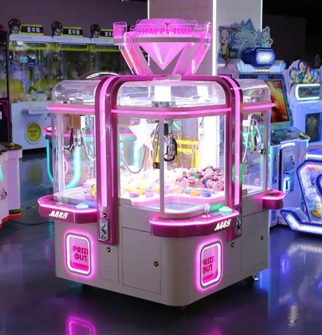 Indoor coin operated claw machine, commercial 4-person crane, automatic vending gift claw machine