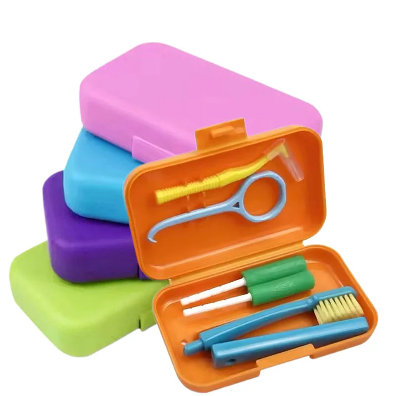 Dental Cleaning Care Kits Portable Travel Toothbrush Interdental Brush Aligner Chewies Brace Extractor Removal Tool Storage Box