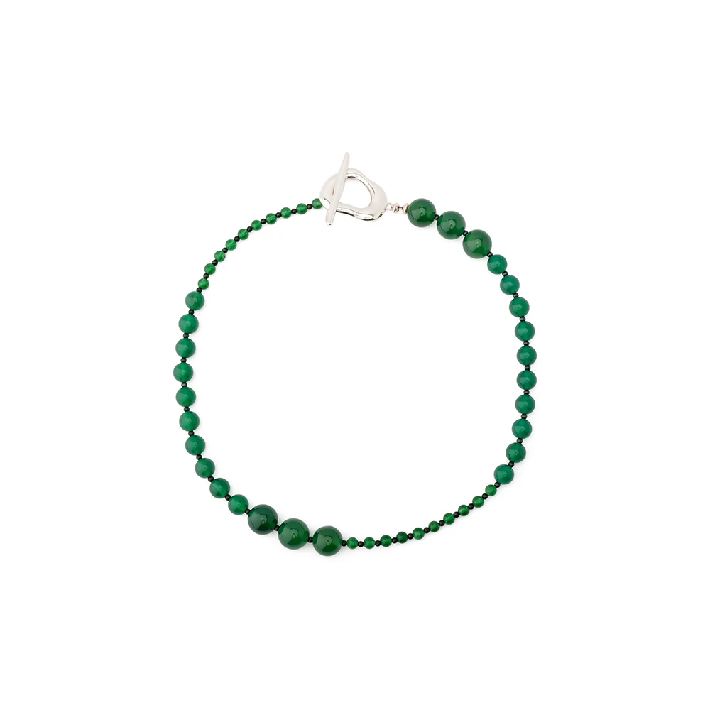 Amorita natural green agate emerald asymmetrical simple collarbone necklace