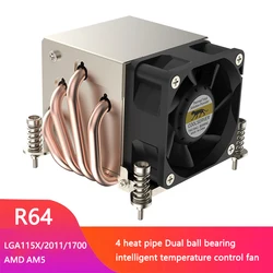 COOLSERVER R64 AM5 Server CPU Cooler 4 Heatpipes Workstation Radiator Computer Cooling Fan For Intel LGA2011 1700 115X AMD AM4