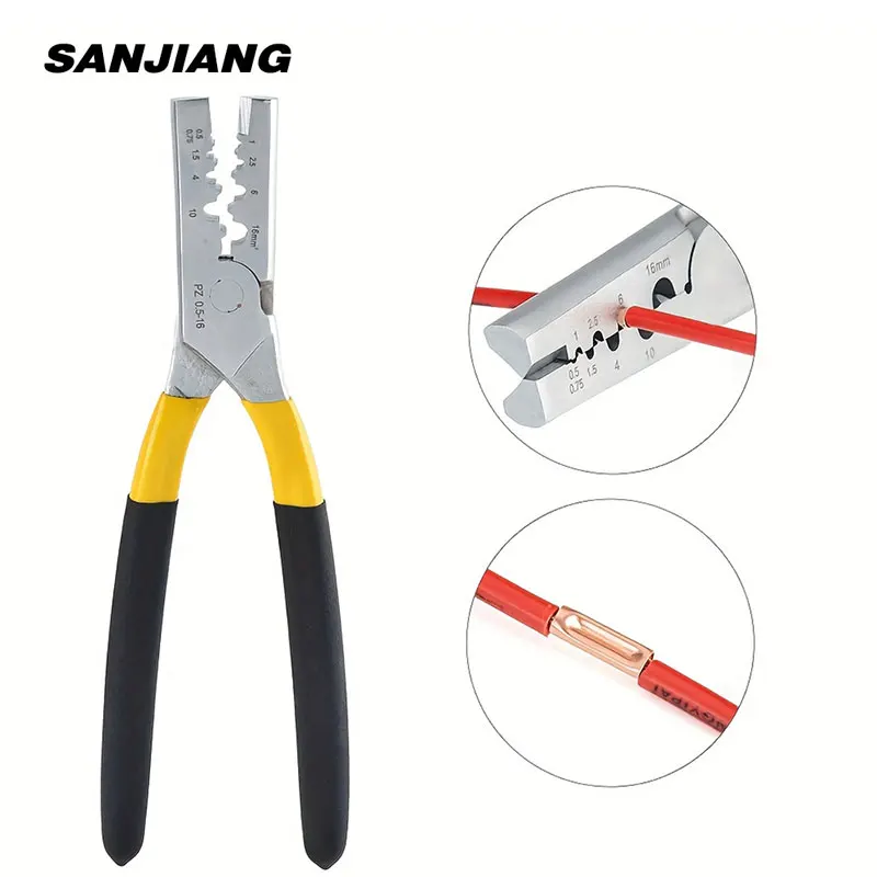 

PZ0.5-16 Crimping Plier 0.5-16mm² 20-5AWG Tube Terminals Crimper Tool Electrical Clamp Tool For VE/EN/TE/GT Copper Terminals