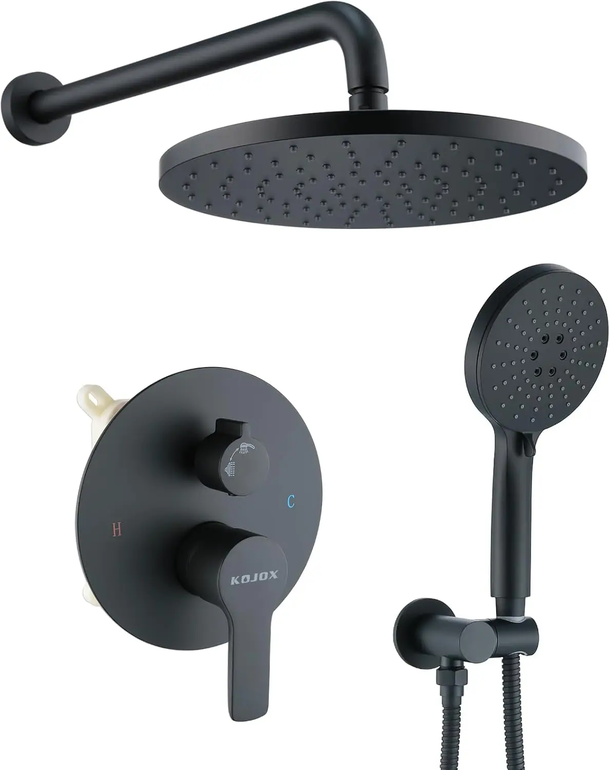 Headheld Shower Head Fixtures- Shower Valve Included (Matte Black)