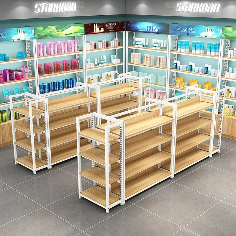 

custom.Commercial Wood Supermarket Shelf Grocery Store Gondola Display Rack Custom-Sized Euro Shelves Convenience Stores
