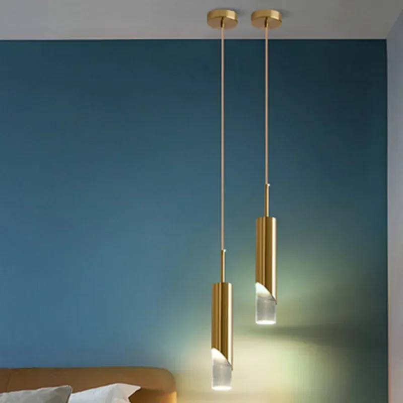 Modern Simples LED Pendant Light, Copper Gold Chandelier, Sala de jantar, Quarto, Cabeceira, Restaurante, Escadaria, Bar, Casa