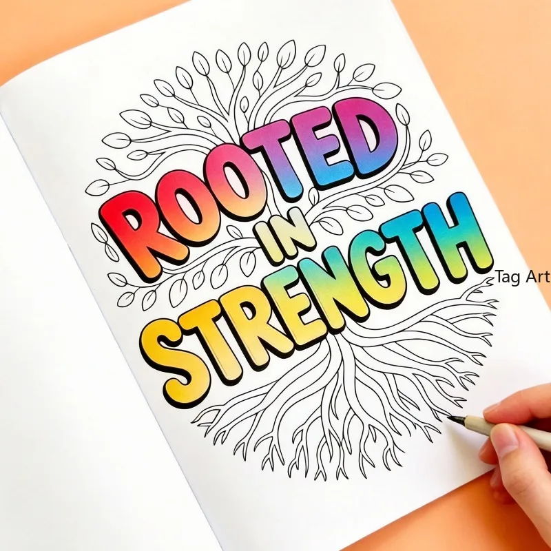 A Growth Inspirational Slogan Meditation Coloring Copy Album, Positive Energy Short Sentence Line Coloring Book, 28 Pages