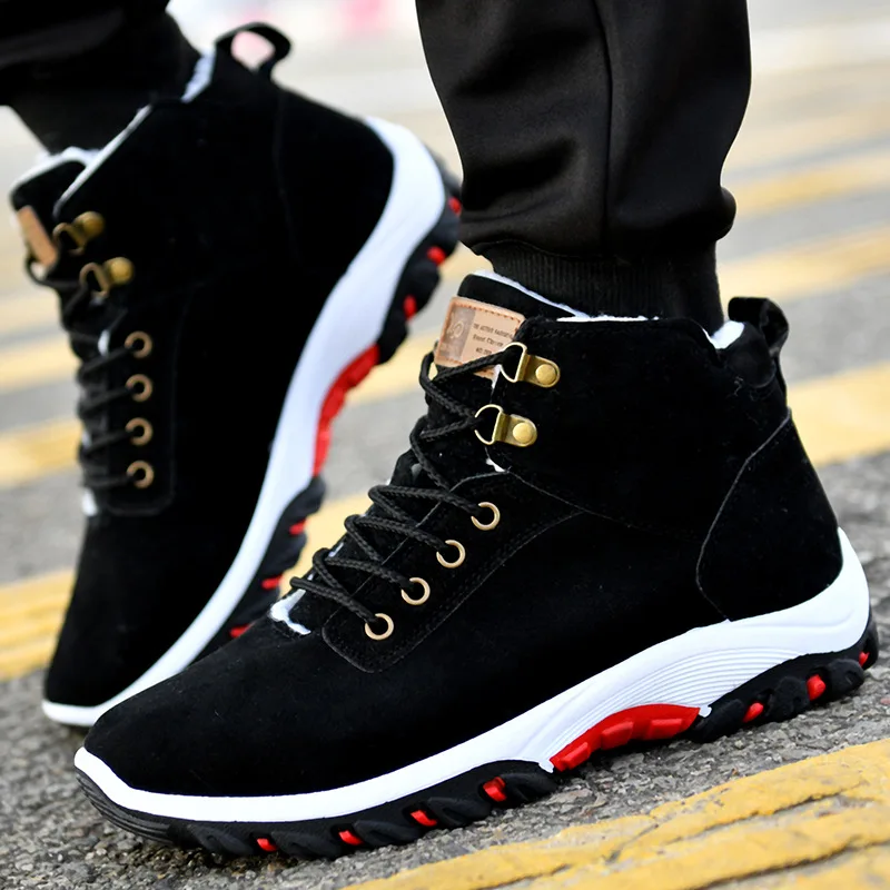 Winter Men Sneakers Waterproof Ankle Boots Warm Plush Hiking Footwear Non-slip Unisex Tooling Shoes Platform Winter Cotton Shoes