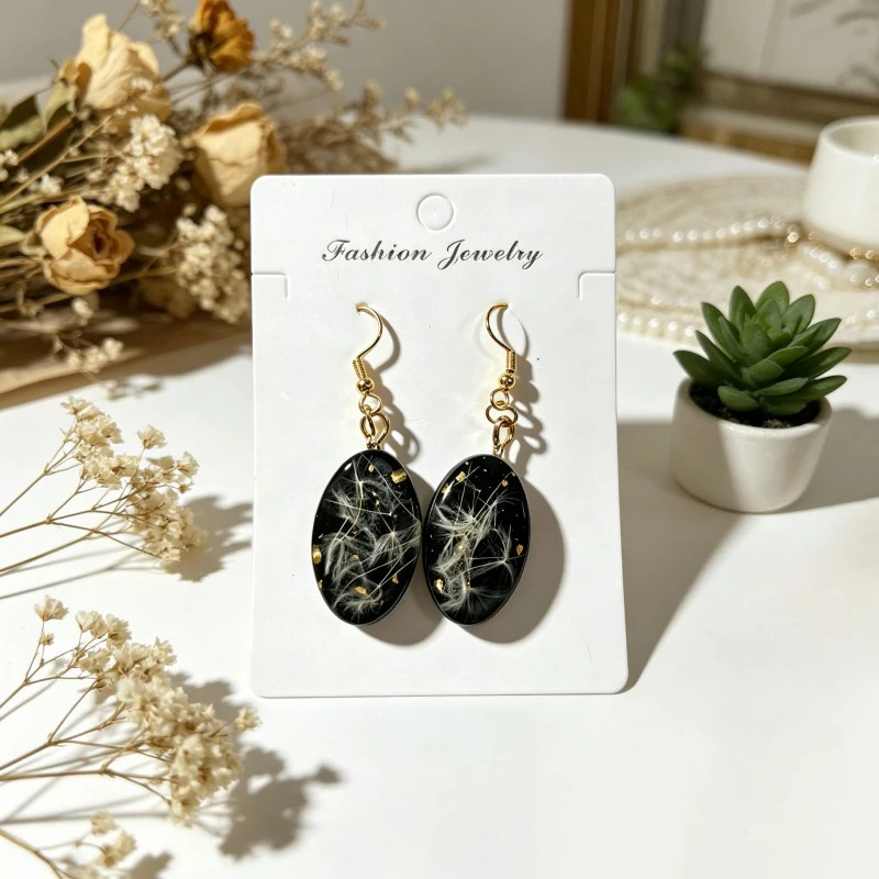 Pressed Flower Geometric Earrings Epoxy Resin Jewelry For Women 3