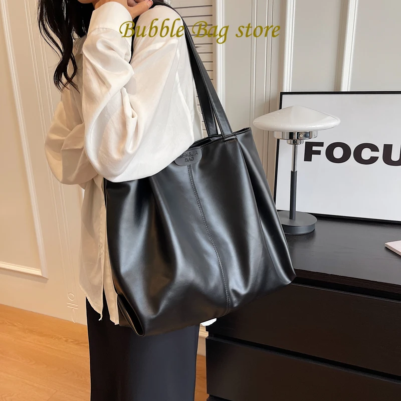 

Large PU Leather Shoulder Bag for Women 2023 New in Fashion Trend Designer Female Handbags Retro Tote Bags