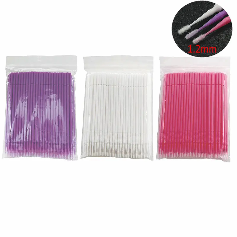 10 Bags Bendable Micro Applicator Brush Eyebrow Eyelash Cotton Swab Dental Materials Size 1.2mm