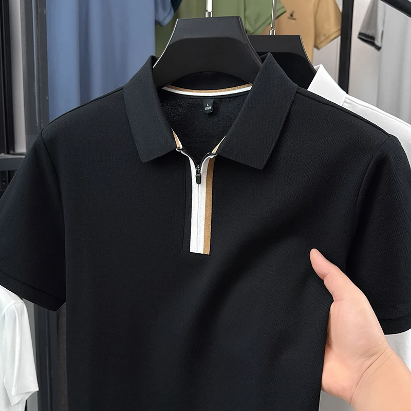 New Arrival 2026 Men Cotton Polo Shirt Summer Trendy Breathable Tops Male Short Sleeve Classic Zipper Clothes t-shirts