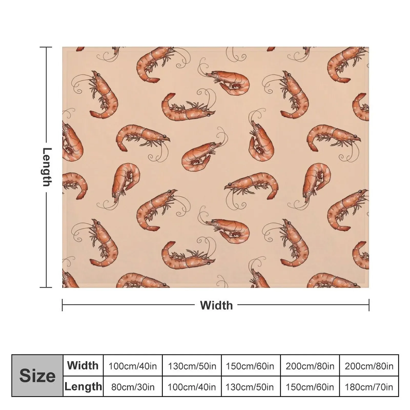 All the Prawns and Shrimp Seafood Feast in Peach Throw Blanket Decorative Sofa for babies Blankets