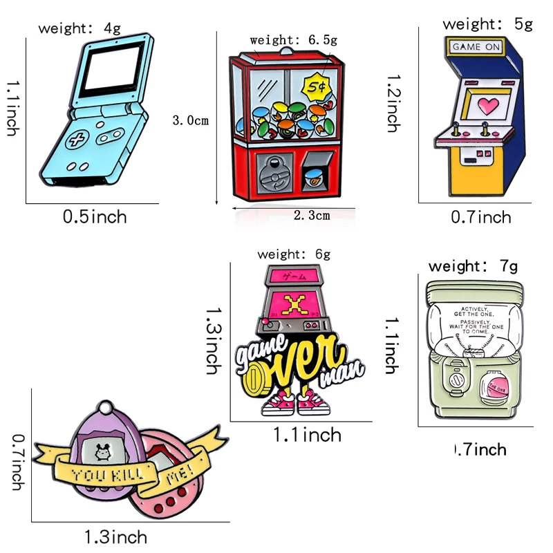게임 오버 핀 게임 플레이어 휴대용 게임 컨트롤러 브로치, 레트로 게임 애호가 핀 배지 액세서리, 게임기 에나멜
