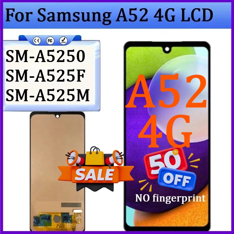 

New TFT Screen For Samsung A52 4G LCD Display Touch Screen Digitizer with Frame For Samsung Galaxy A52 LCD