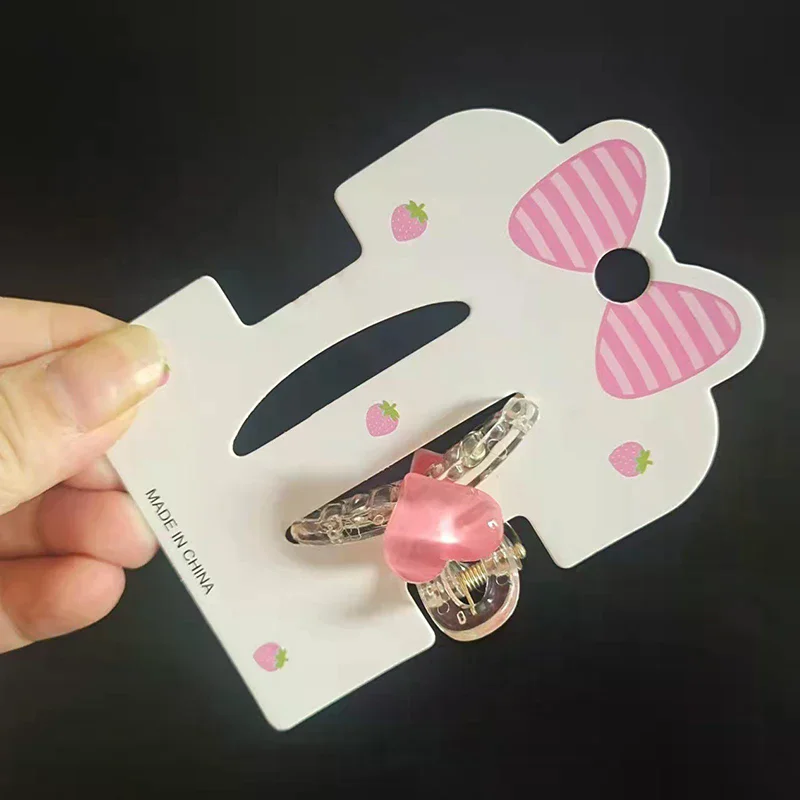 

50PCS Bowknot Strawberry Dual Card Position Paper Cards For DIY Girls Hair Accessories Display Packaging Cards Retail Tags