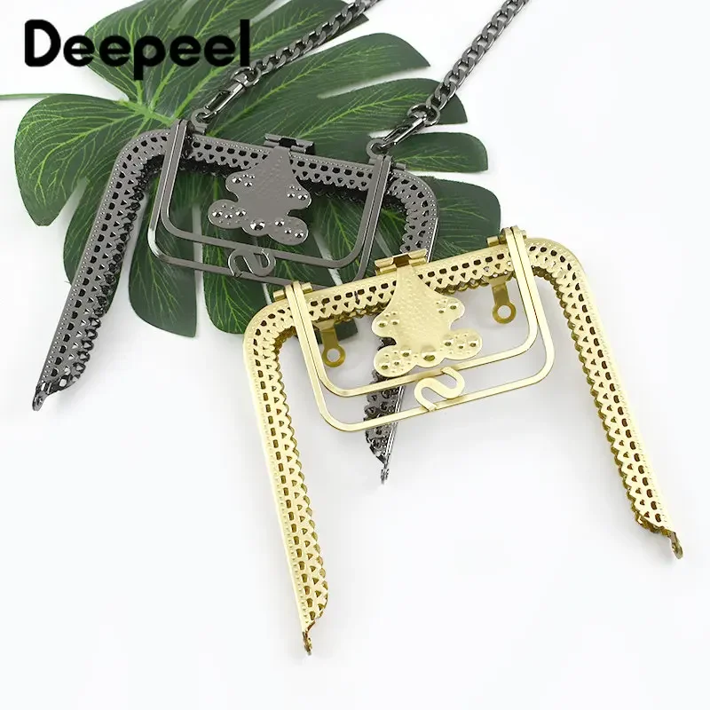 1Pc Deepeel 12*13cm Metal Bags Handle Bag Sewing Brackets Purse Frame Handles Handbag  Kiss Clasps Wallet Hardware Accessories