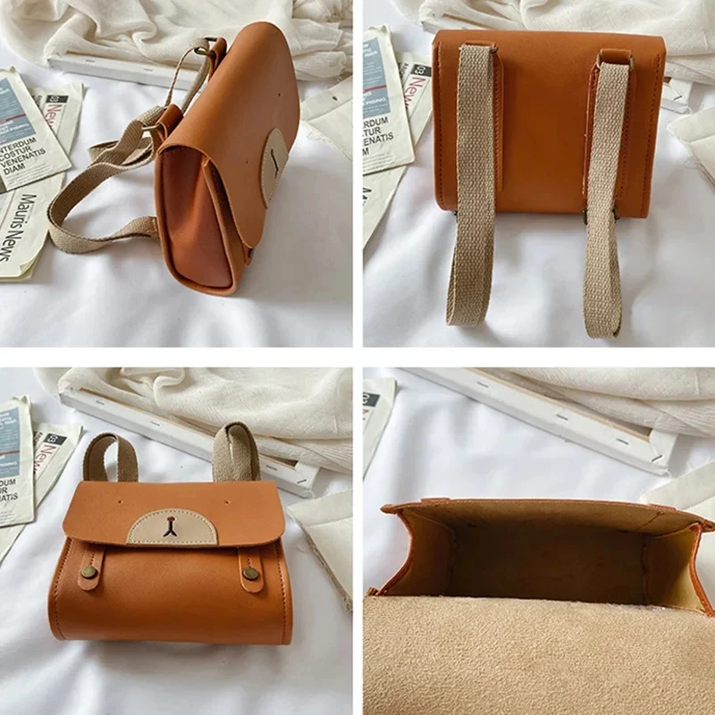 กระเป๋า tas ransel Bayi หมีกระเป๋าหนัง PU สำหรับเด็กนักเรียนอนุบาลสำหรับเด็กผู้หญิงเด็กผู้ชายกระเป๋าสะพายไหล่ของเด็ก2-8Y ขนาดเล็ก