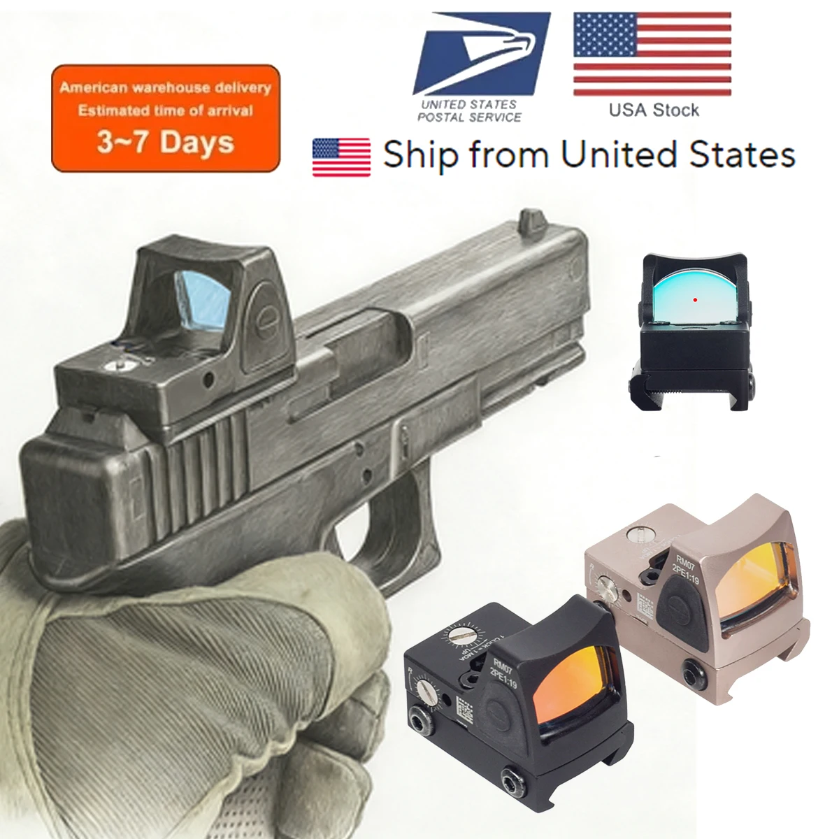 الولايات المتحدة التكتيكية تريجي RM نطاق البصر الأحمر مع 20 مللي متر لوحة قاعدة جبل صالح مسدس G17 19 الصيد الملحقات