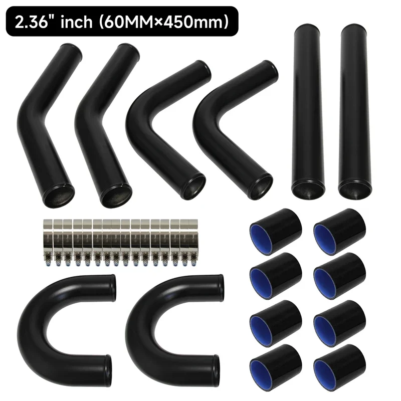 

2.36" 60mm Universal DIY Intercooler Pipe turbo intercooler aluminium piping Kit