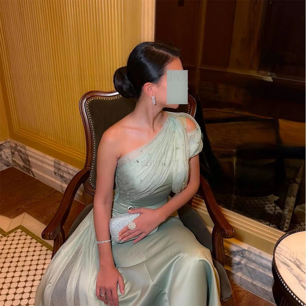 MOLISA 절묘한 공식 행사 드레스 맞춤형 2025 Beadings Sheath 원 숄더 Tulle Satin Long Party Prom Evening 가운