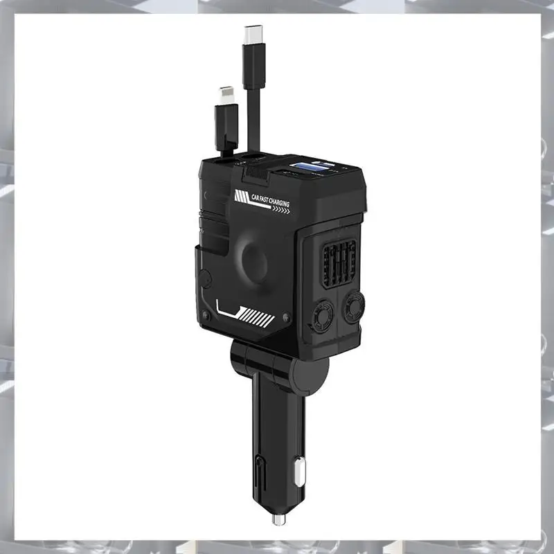 حار بيع-4 في 1 قابل للسحب سيارة شاحن سريع USB نوع C كابل آيفون هواوي سامسونج الحبل ولاعة السجائر محول D QC3.