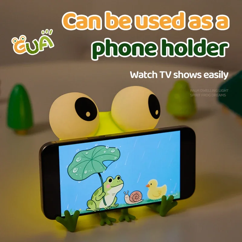 Cute Frog Night Light USB Rechargeable Silicone Pat Lamp Bedroom Bedside Sleep Atmosphere Lamp Room Decor Kids Toy Birthday Gift