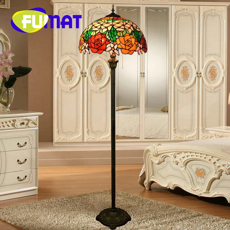 

Напольная Лампа FUMAT из стекла Тиффани, лампа ручной работы в садовом стиле, с розой, в стиле арт-деко, для гостиной, столовой, кабинета, спальни, стоячий светильник