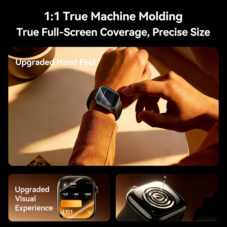 SAMZHE protector de pantalla para Apple Watch Series 11/10/9/8/7/6 SE/SE2/SE3 40-46MM, protector de cobertura completa suavizado 3