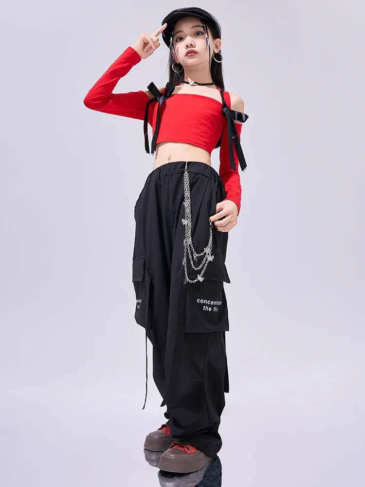 Kpop Mädchen Gruppe Jazz Dance Hip Hop Kleidung Kurze Weste Cargo Hosen Street Dance Anzug Breaking Catwalk Show Kostüme