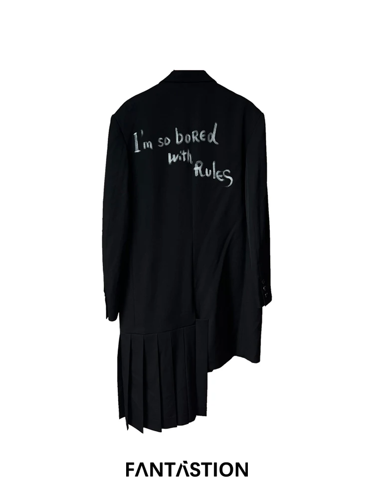 

FANTASTION Original design “i‘m so bored with rules” Minimalist style coat jakcet unisex woolen jackets Woolen overcoats tops