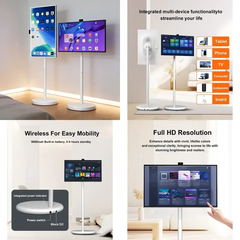 for 21.5 24 27 32 Inch Android 15 Smart Monitor Touch Screen Rotatable WIFI Work Studying Workout Gaming Floor Standing Smart