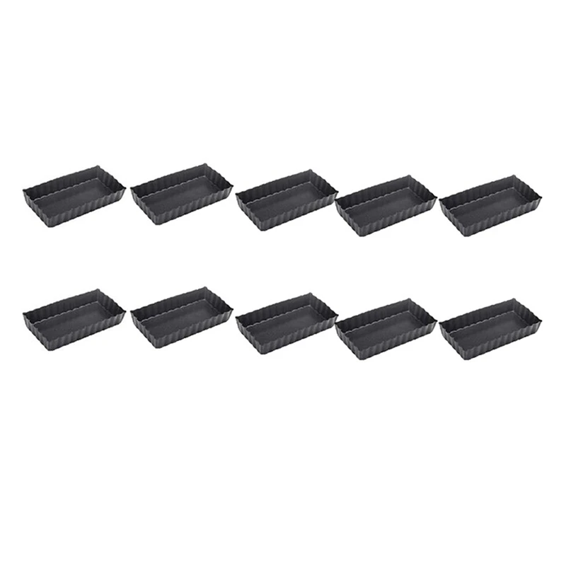 

B62B 10 Pcs Rectangle Non-Stick Cake Mold Mini Tart Mini Pie Pan Removable Bottom Nonstick Quiche Pans Heavy Duty Pizza Pan