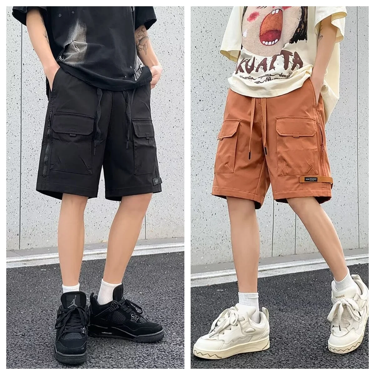 

Летние мужские брюки из ледяного шелка, свободного кроя, повседневные, спортивные, быстросохнущие, износостойкие, средней длины (пять четвертей)