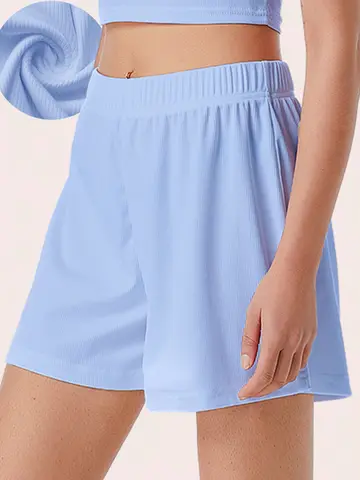 Casual Shorts Women 2024 New Summer Simple Comfortable Elastic Waist Cool Breathable Solid Color Casual Sports Five Quarter Pant
