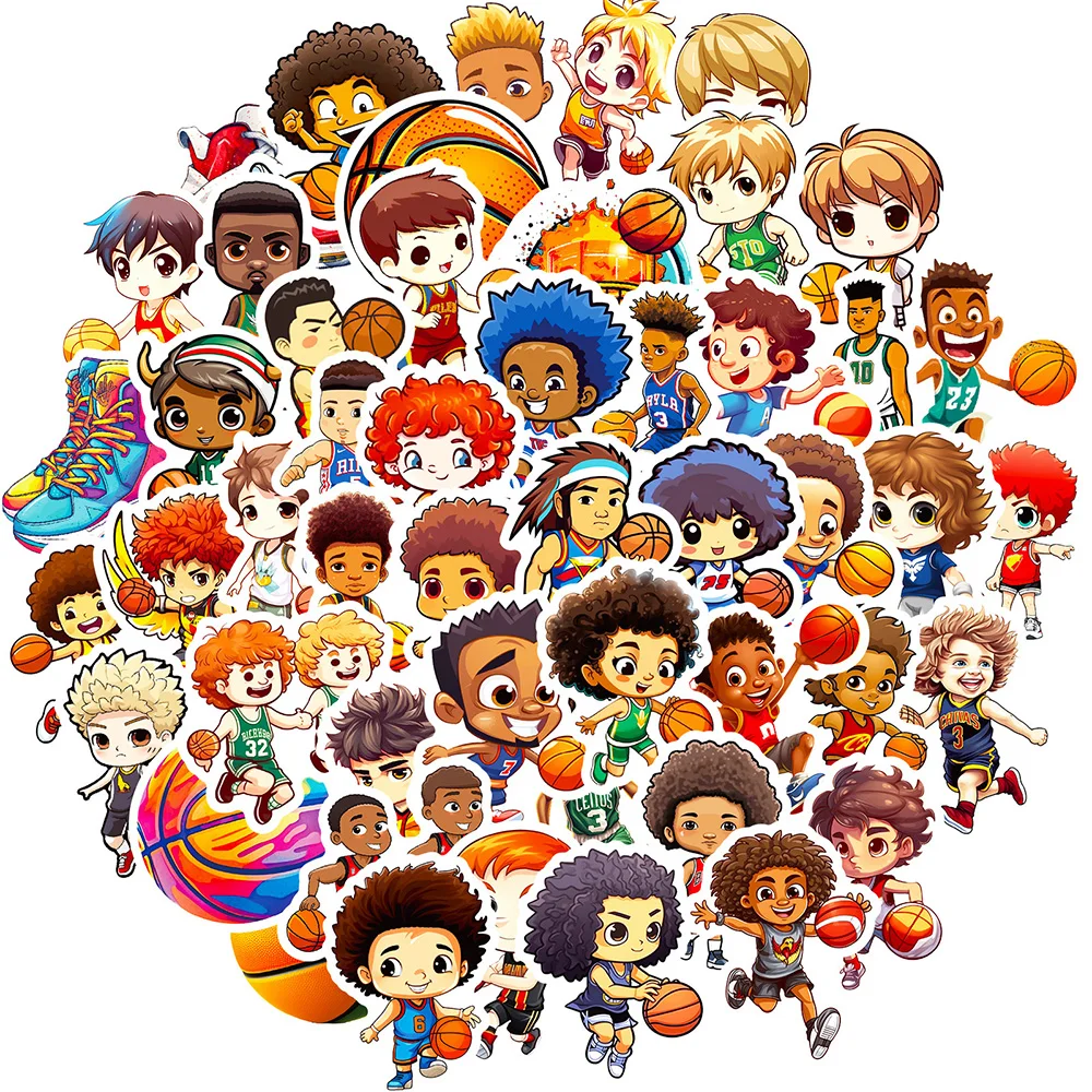 10/30/50PCS Cute Basketball Boy Cartoon Decals Toys DIY Suitcase Skateboard Phone Luggage Bike Stickers Gift