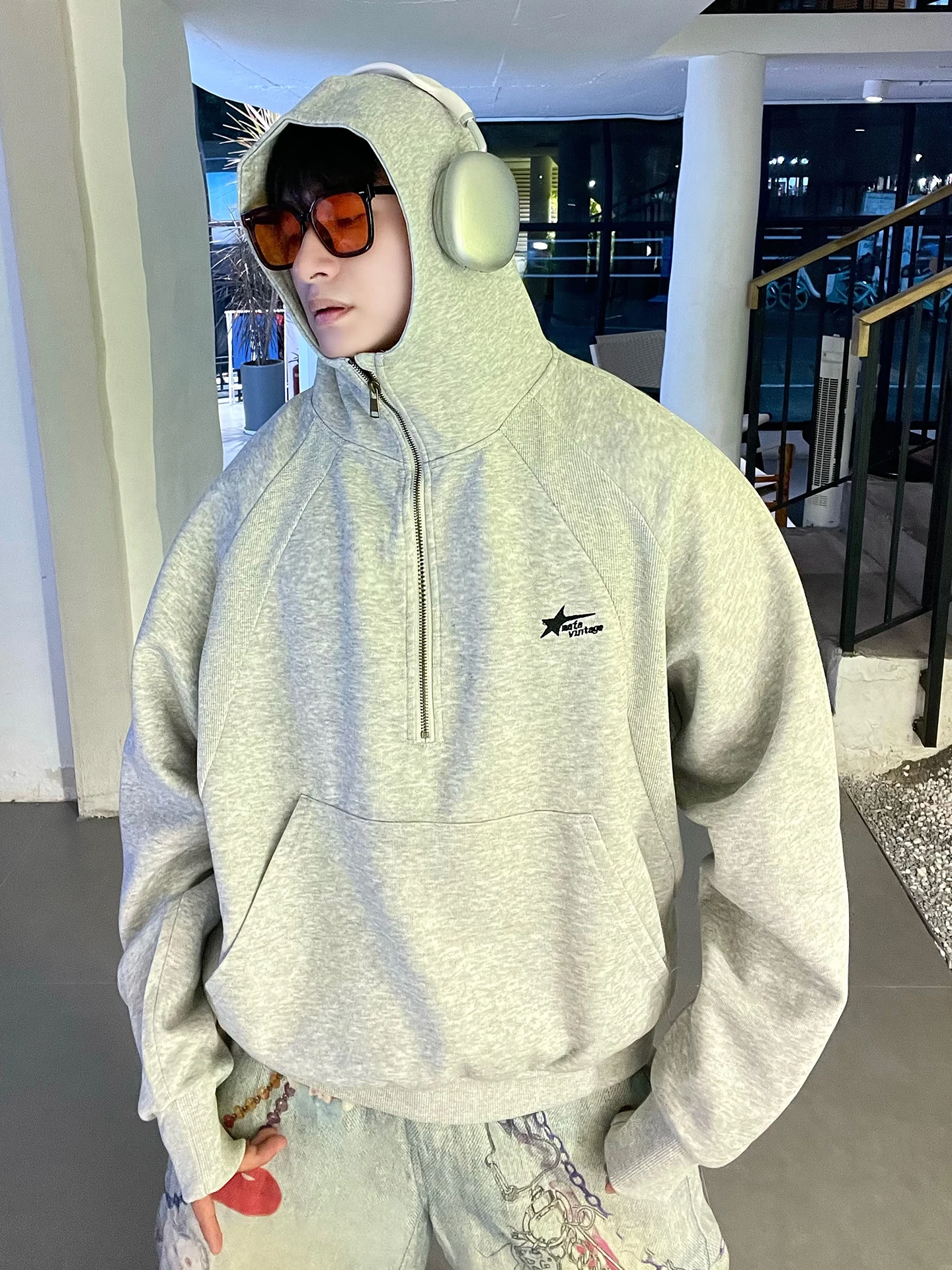 

Autumn Winter American Sle Hooded Jaet f Zip Decosition ex Casual Sweatirt Thi Hardwearing Trendy Outerwear