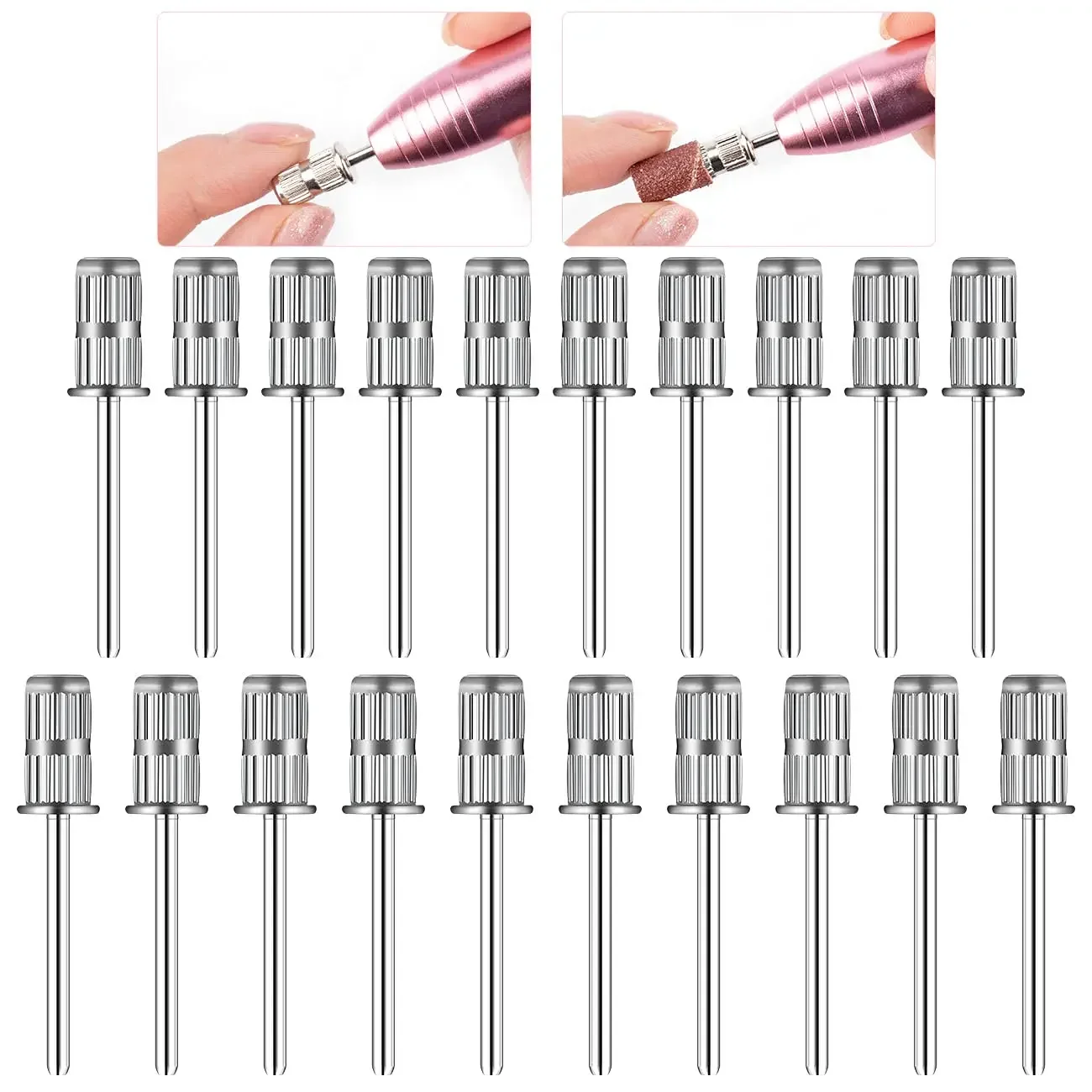 

20 Pcs Mandrel Nail Drill Bits Set for Sanding Bands Shaft 3/32 Inch Shank for Electric Nail File Acrylic Gel Remove