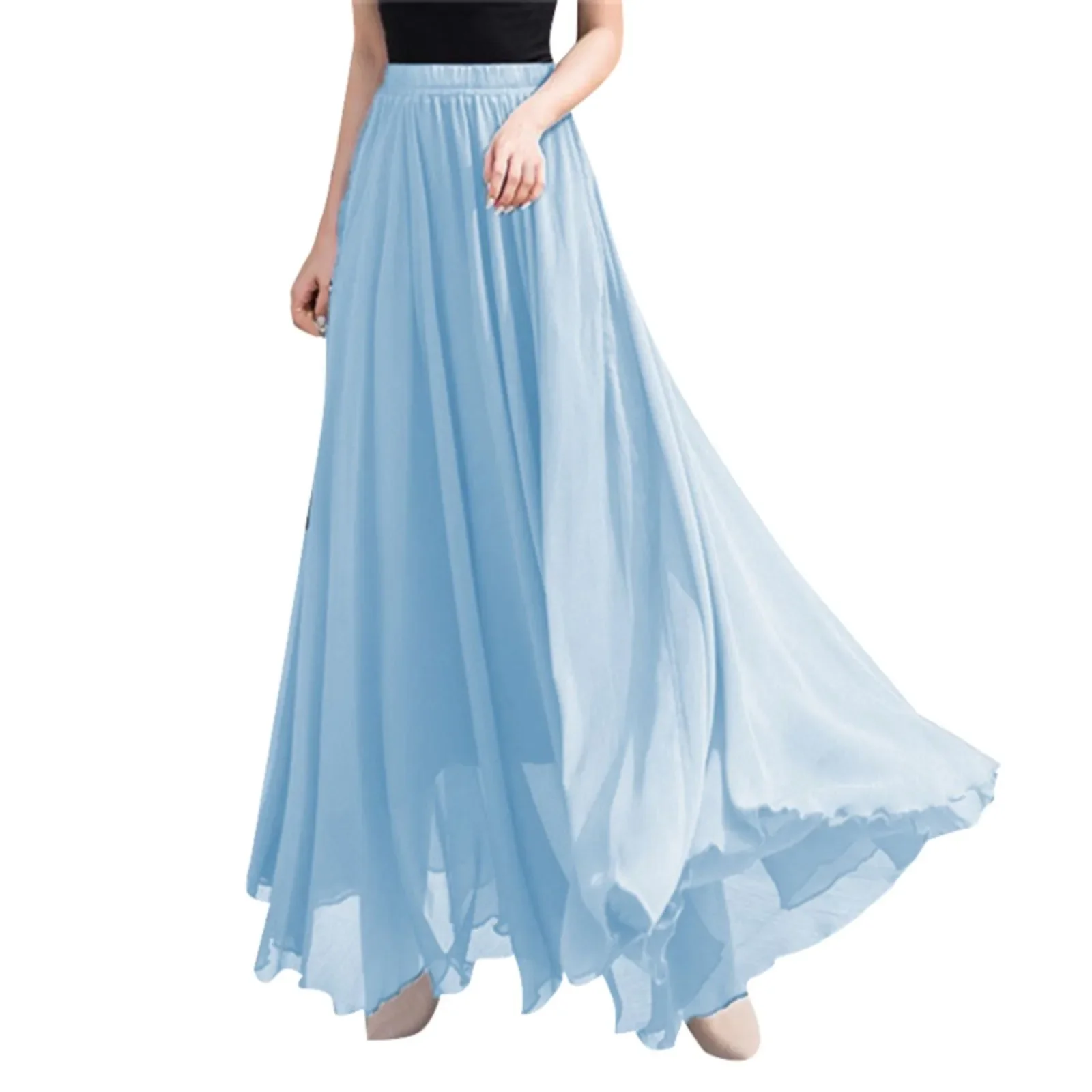 Skirt for Women Summer Women's Solid Color Chiffon Skirt Women's High Waist Long Bathing Suits with Skirts for Women