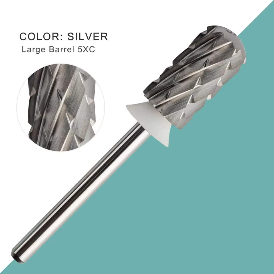 

5XC Round Top Large Barrel Nail Drill Bits 3/32 Carbide Burr Remove Thick Gel Manicure Drills Accessories Supplier