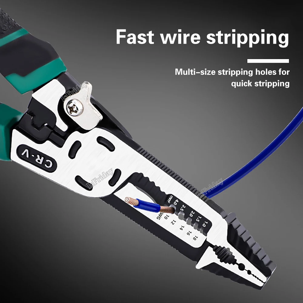 10-in-1 Multi-function Daily Plier Nipper Crimping Wire Stripper High Carbon Steel Labor-saving Professional Electrician Tool