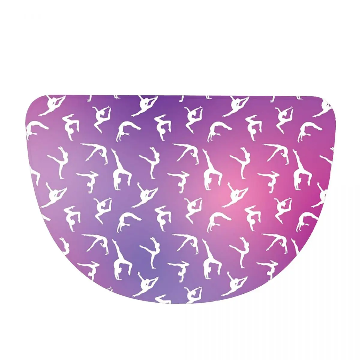 Dance Rhythmic Gymnastics Pattern Soft Flannel Half Round Doormat Non Slip Bathroom Mat Absorbent Floor Carpet for Garage